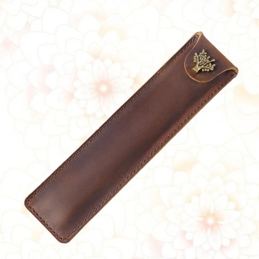 Genuine Leather Pen Pouch Holder Single Pencil Bag Pen Case with Snap Button for Rollerball Fountain Ballpoint Pen (Brown)
Genuine Leather Pen Pouch Holder Single Pencil Bag Pen Case with Snap Button for Rollerball Fountain Ballpoint Pen (Brown)