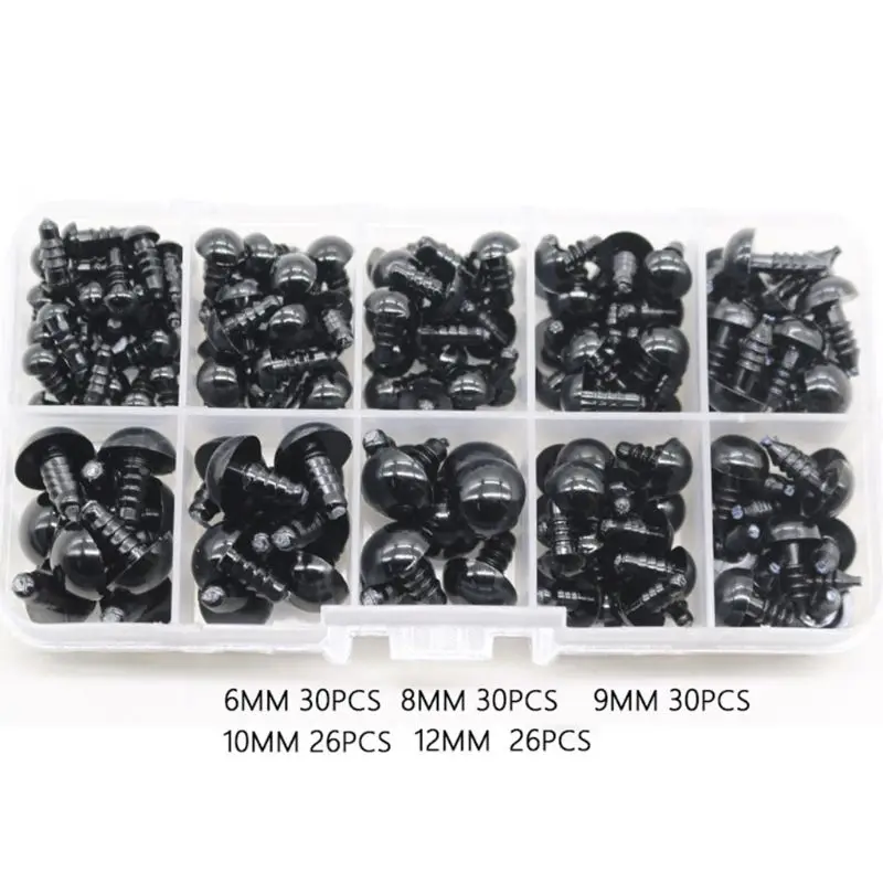 142pcs 6-12mm Stuffed Animal Doll Black Plastic Safety Eyes for DIY Craft Accessories 97BC
142pcs 6-12mm Stuffed Animal Doll Black Plastic Safety Eyes for DIY Craft Accessories 97BC