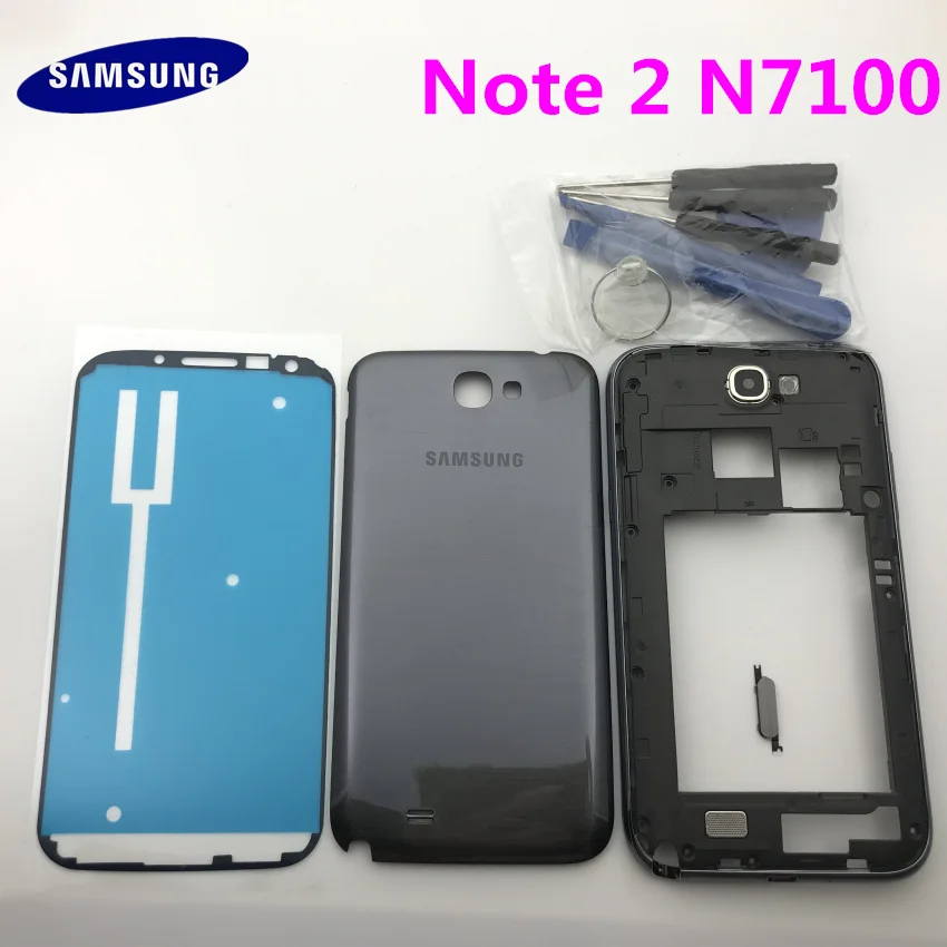 Корпус для Samsung Galaxy Note II 2 корпус N7100 средняя рамка крышка аккумулятора наклейка на
