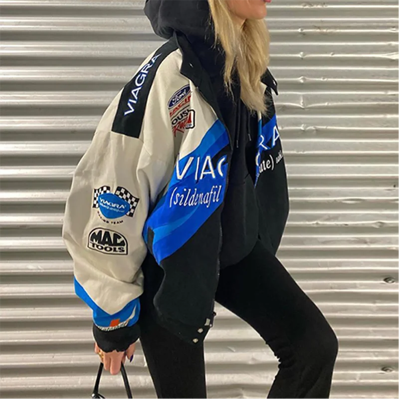 Blue Printed Casual Loose Jacket Woman Jacket Bomber Jacket Women Colorblock Coat Women 2021 Spring & Autumn New Sports Style
Blue Printed Casual Loose Jacket Woman Jacket Bomber Jacket Women Colorblock Coat Women 2021 Spring & Autumn New Sports Style