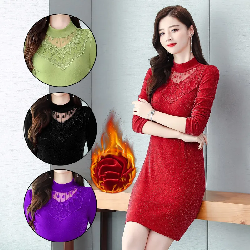 Women Fleece Knitted Dresses 2019 Winter Warm Thickening Solid Sweater Dress Candy Color Vestidos Casual Long OL Dress K8017
Women Fleece Knitted Dresses 2019 Winter Warm Thickening Solid Sweater Dress Candy Color Vestidos Casual Long OL Dress K8017