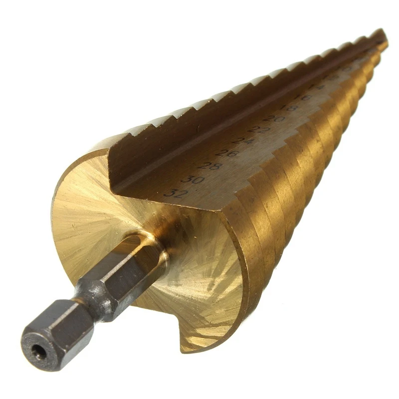 HSS drill Step drill Tapered Titanium 1/4 Hexagonal Rod For Drilling Screwdriver 4-32mm
HSS drill Step drill Tapered Titanium 1/4 Hexagonal Rod For Drilling Screwdriver 4-32mm