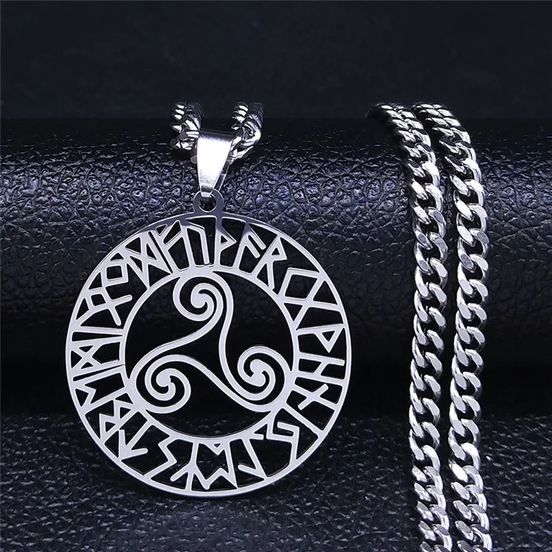 Divination Letters Viking Vortex Stainless Steel Chain Necklace Women/Men Silver Color Letter Jewelry collier homme N3075S05
Divination Letters Viking Vortex Stainless Steel Chain Necklace Women/Men Silver Color Letter Jewelry collier homme N3075S05