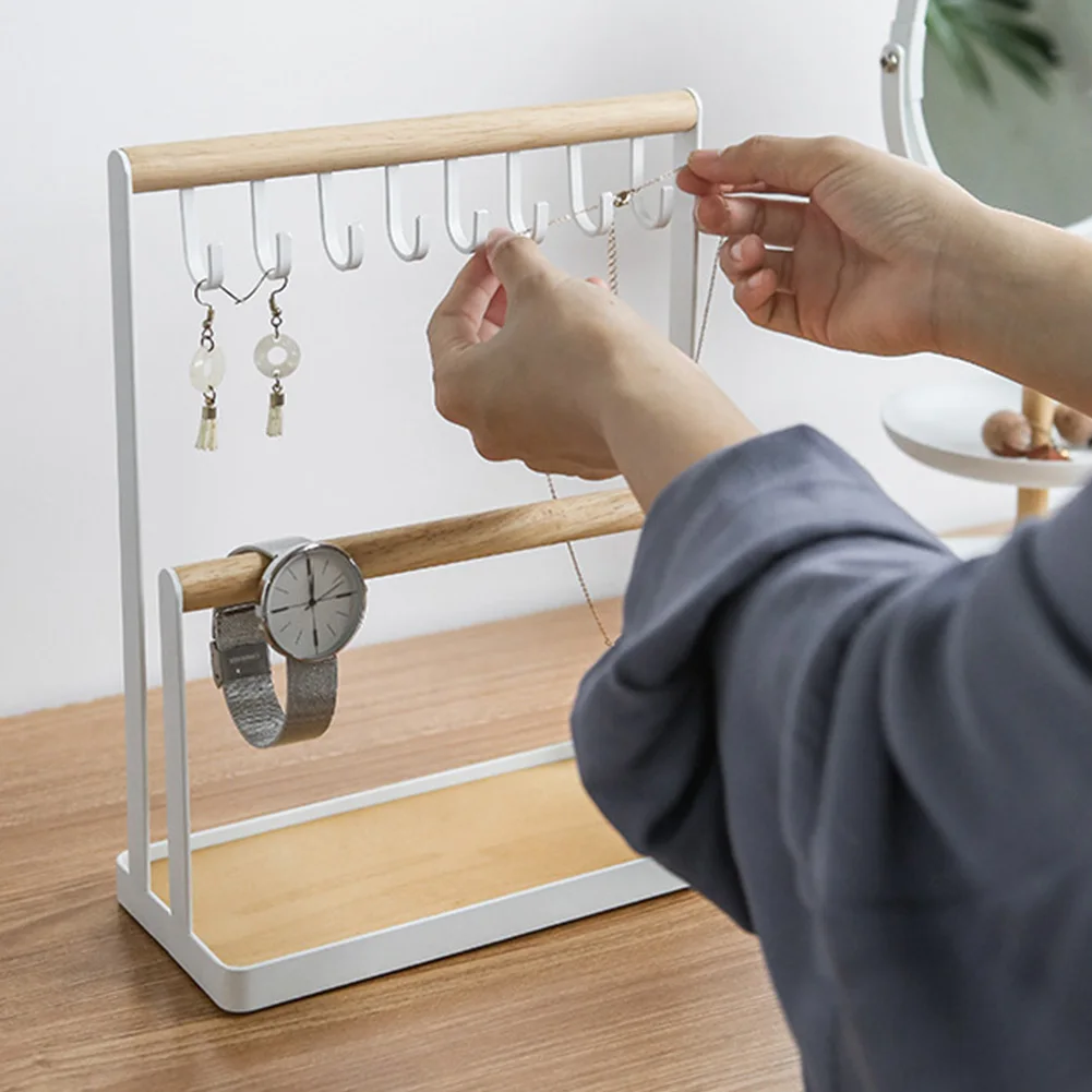 Home Show Bedroom Ring Shelf Iron Organizer Necklace Display Stand Holder Earring Storage Jewelry Rack With Base Desktop
Home Show Bedroom Ring Shelf Iron Organizer Necklace Display Stand Holder Earring Storage Jewelry Rack With Base Desktop