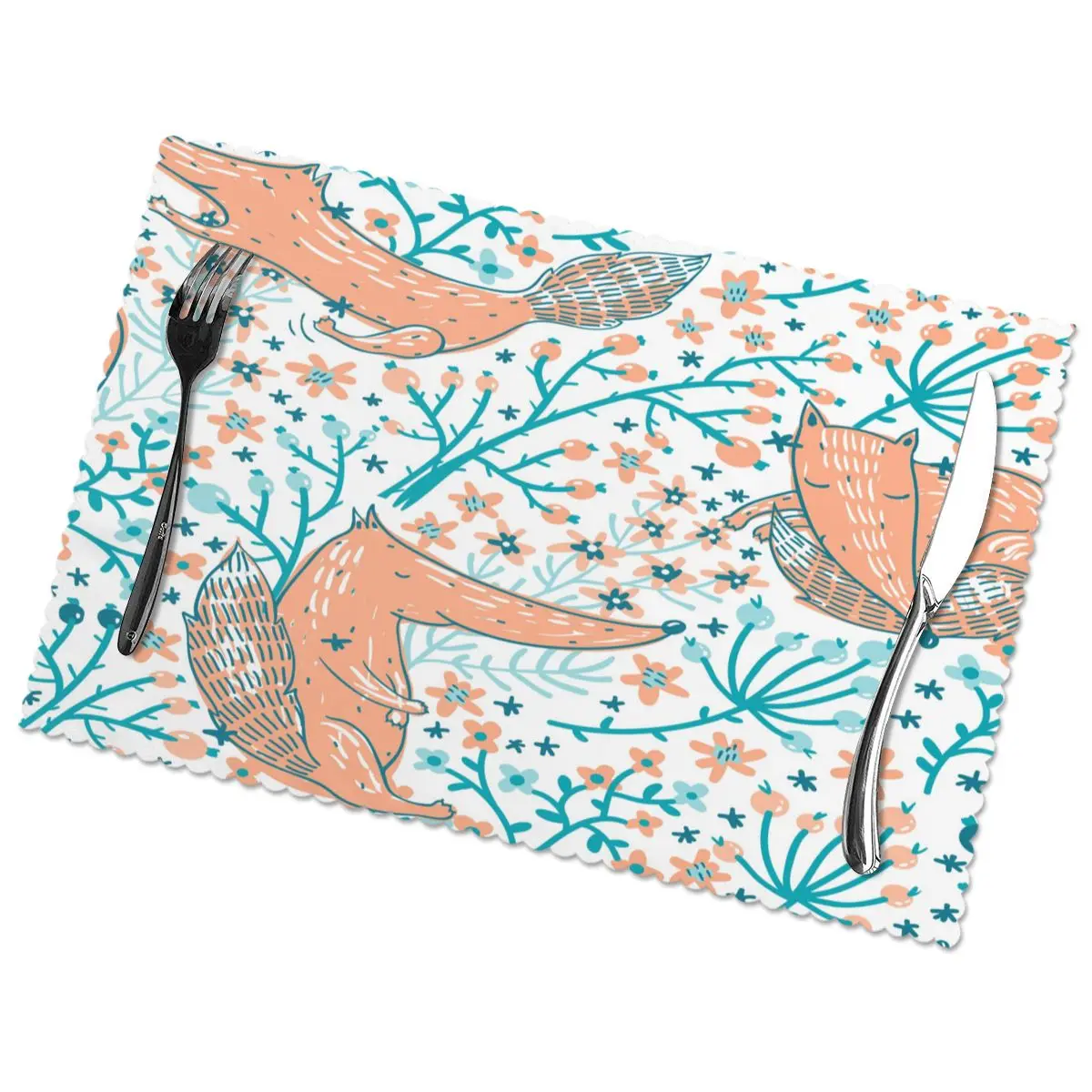 6 шт. столовых Настольный коврик забавных лисят Цветочный принт для столов, жар-изоляции Лен Кухня обеденный стол
6 шт. столовых Настольный коврик забавных лисят Цветочный принт для столов, жар-изоляции Лен Кухня обеденный стол