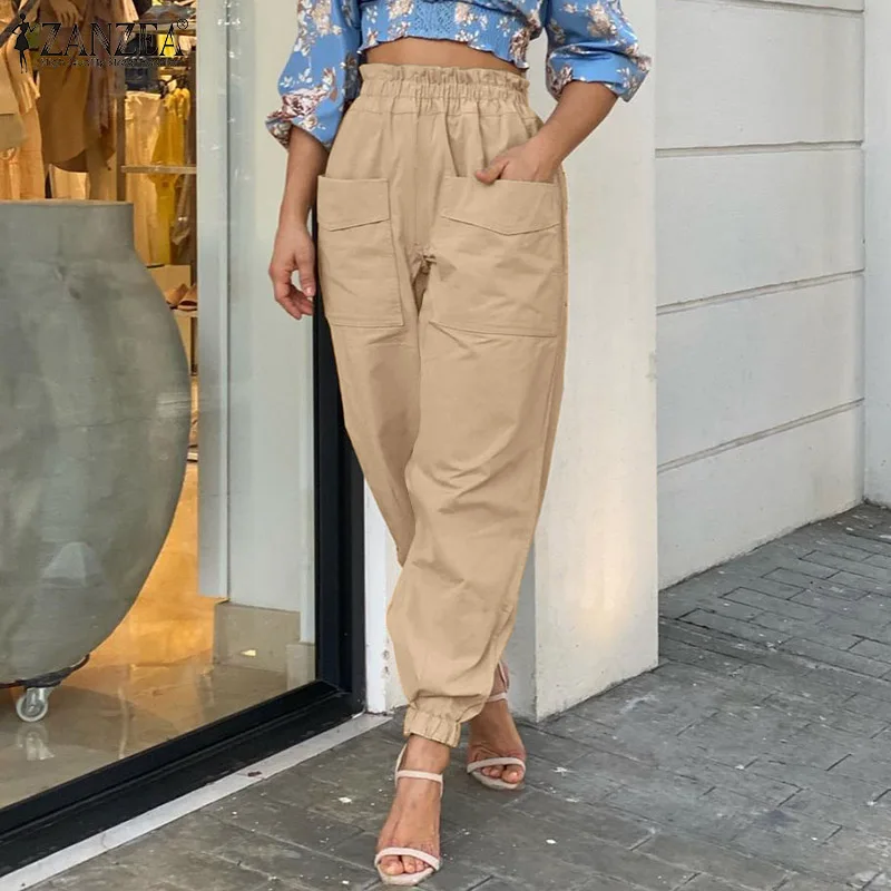 Женские модные длинные брюки-карандаш ZANZEA, однотонные брюки-комбинезон, женские повседневные брюки с карманами, осень 2021, брюки с высокой эл... 
Женские модные длинные брюки-карандаш ZANZEA, однотонные брюки-комбинезон, женские повседневные брюки с карманами, осень 2021, брюки с высокой эл...