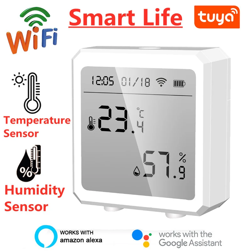 Tuya WIFI Temperature and Humidity Sensor Controller Meter Indoor Hygrometer Thermometer LCD Display for Alexa Google Smart Home
Tuya WIFI Temperature and Humidity Sensor Controller Meter Indoor Hygrometer Thermometer LCD Display for Alexa Google Smart Home