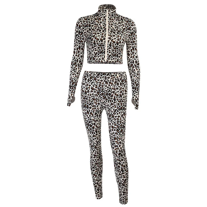 Women Leopard Print Tracksuit Zipper Sweatshirt Pants Set Tights Sportswear Fitness Suit Two Piece Jumpsuit Long Sleeve Crop Top
Women Leopard Print Tracksuit Zipper Sweatshirt Pants Set Tights Sportswear Fitness Suit Two Piece Jumpsuit Long Sleeve Crop Top