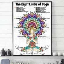 Home Workout Gym Yoga Tree Flower Eight Limbs Chakra Meditation Pose Wellness Poster Wall Art Canvas Painting Living Room Decor