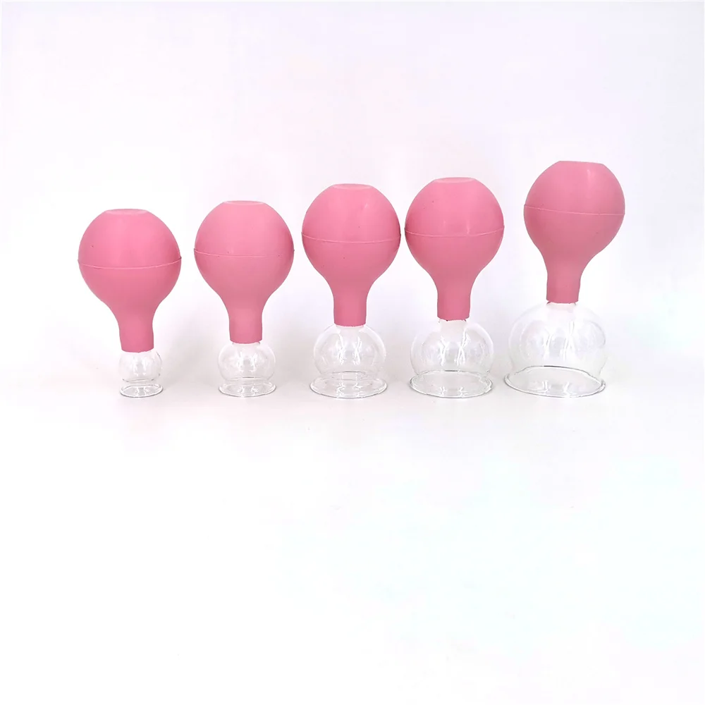 

5 Size Vacuum Cupping Cups Anti-Cellulite Massager Rubber Head Glass Suction Body Cups Family Medical Chinese Therapy HealthCare