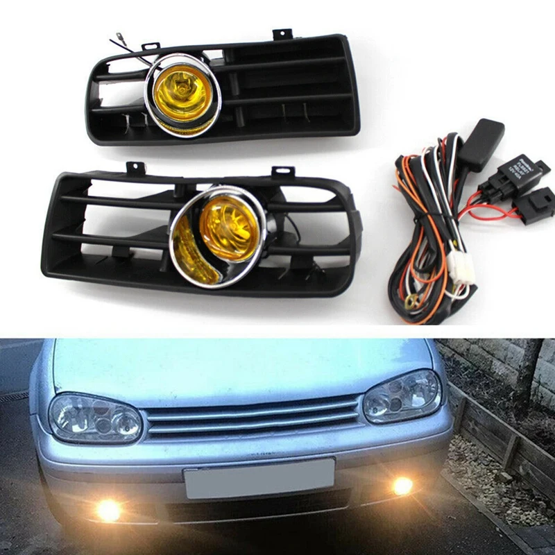 Front Bumper Grill Yellow Fog Light for -Mk4 Golf 1998-2004 with LED Fog Lamp Day Running Light
Front Bumper Grill Yellow Fog Light for -Mk4 Golf 1998-2004 with LED Fog Lamp Day Running Light