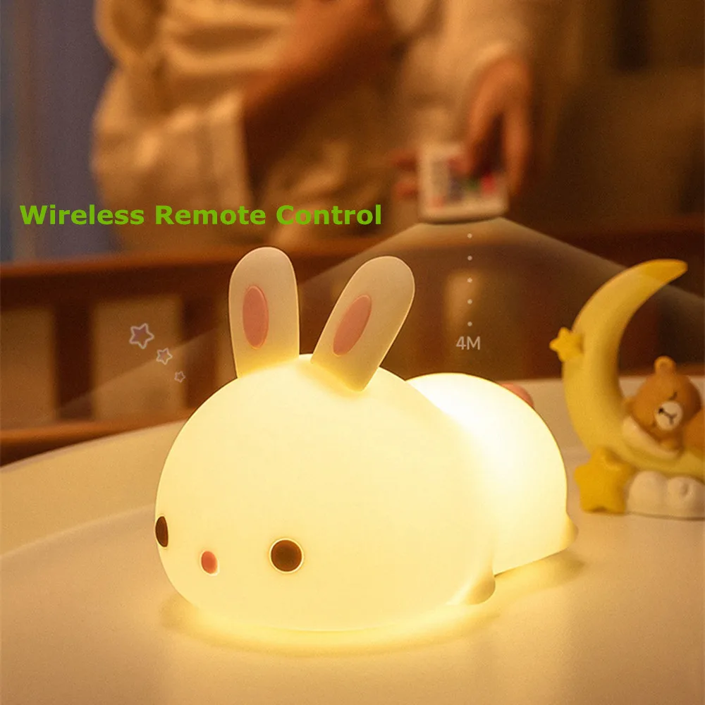 Rabbit LED Night Light Touch Sensor Remote Control RGB Dimmable USB Rechargeable Silicone Bunny Desk Lamp for Children Baby Gift
Rabbit LED Night Light Touch Sensor Remote Control RGB Dimmable USB Rechargeable Silicone Bunny Desk Lamp for Children Baby Gift