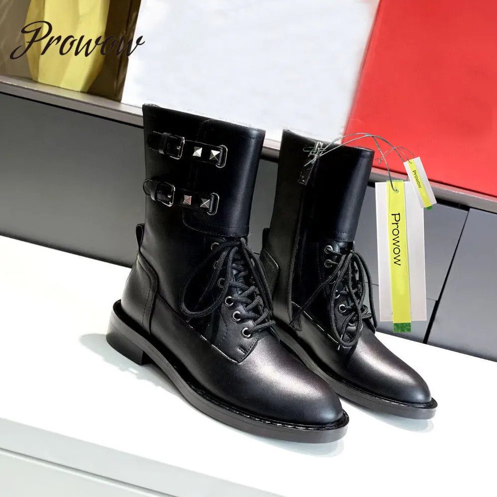 Prowow New Autumn Winter Genuine Leathr Studded Ankle Boots Round Toe Low Heel Designer Boots Shoes Women Botas Mujer
Prowow New Autumn Winter Genuine Leathr Studded Ankle Boots Round Toe Low Heel Designer Boots Shoes Women Botas Mujer