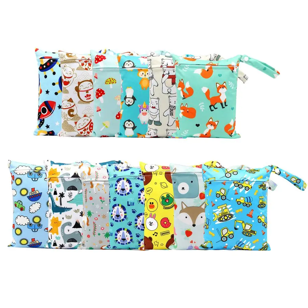 Baby Diaper Bags Cartoon Printed Waterproof Double Zipper Wet Nappy Diaper Bags Pail Liner Laundry For Cloth Diapers 
Baby Diaper Bags Cartoon Printed Waterproof Double Zipper Wet Nappy Diaper Bags Pail Liner Laundry For Cloth Diapers