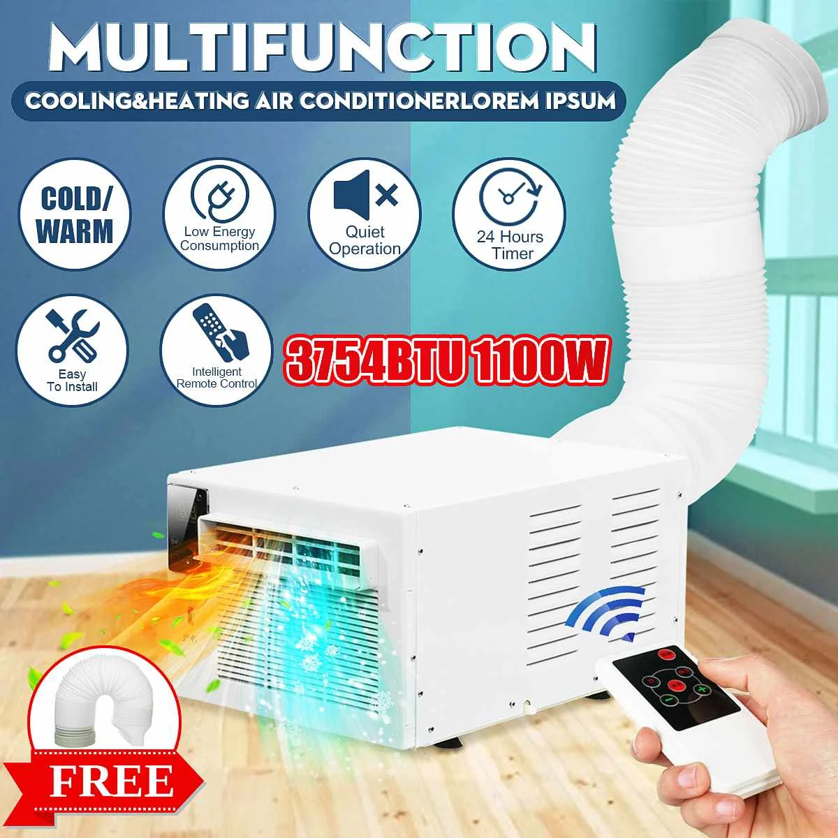 1100W Desktop air conditioner Cold/Heat dual use 220V/AC 24-hour timer With remote control LED control panel+1X Exhaust Hose
1100W Desktop air conditioner Cold/Heat dual use 220V/AC 24-hour timer With remote control LED control panel+1X Exhaust Hose