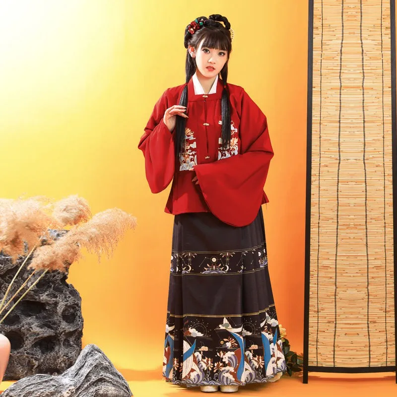 HASAHOU Chinese Style Hanfu Cosplay Costumes Dresses Ming Dynasty square Collar Printed Horse Face Pony Skirt
HASAHOU Chinese Style Hanfu Cosplay Costumes Dresses Ming Dynasty square Collar Printed Horse Face Pony Skirt