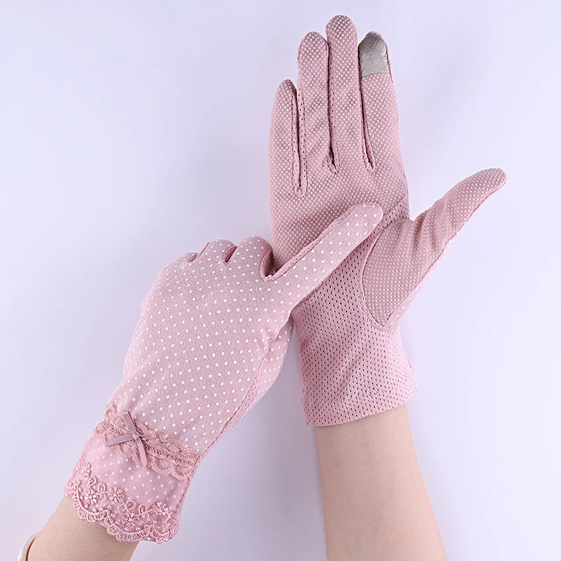 New Anti-slip Wave Point Women Gloves Touch Screen Gloves Lace Bow Thin Driving Gloves Sunscreen Cotton Women Mitten 1 Pairs
New Anti-slip Wave Point Women Gloves Touch Screen Gloves Lace Bow Thin Driving Gloves Sunscreen Cotton Women Mitten 1 Pairs