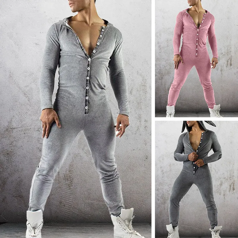 Men Sexy Pajamas Jumpsuit Casual Long Sleeve Rabbit Ears Hooded V-neck Sexy Sleepwear Openable Hip Pajamas Male Nightwear
Men Sexy Pajamas Jumpsuit Casual Long Sleeve Rabbit Ears Hooded V-neck Sexy Sleepwear Openable Hip Pajamas Male Nightwear