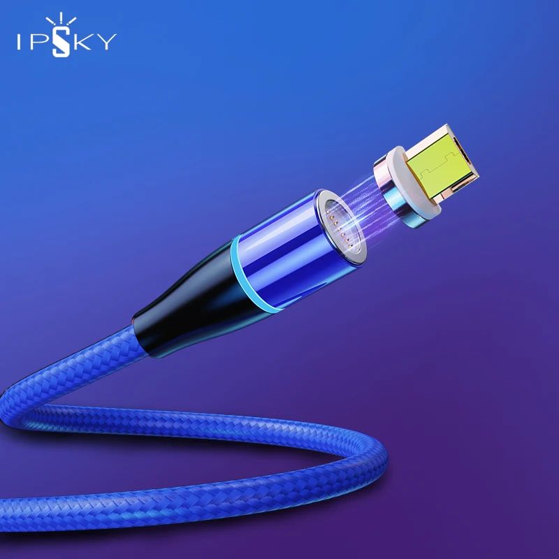 IPSKY Магнитный Micro USB кабель 3A для быстрой зарядки Samsung Xiaomi Huawei Oneplus Android Кабели