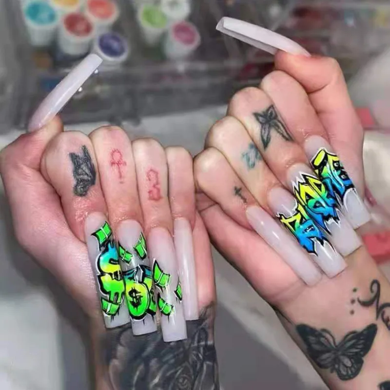24pcs Punk Graffiti Nail Patch Exaggerate Style Glue Type Removable Full Finished Fashion Design False Nail Patch with Glue
24pcs Punk Graffiti Nail Patch Exaggerate Style Glue Type Removable Full Finished Fashion Design False Nail Patch with Glue