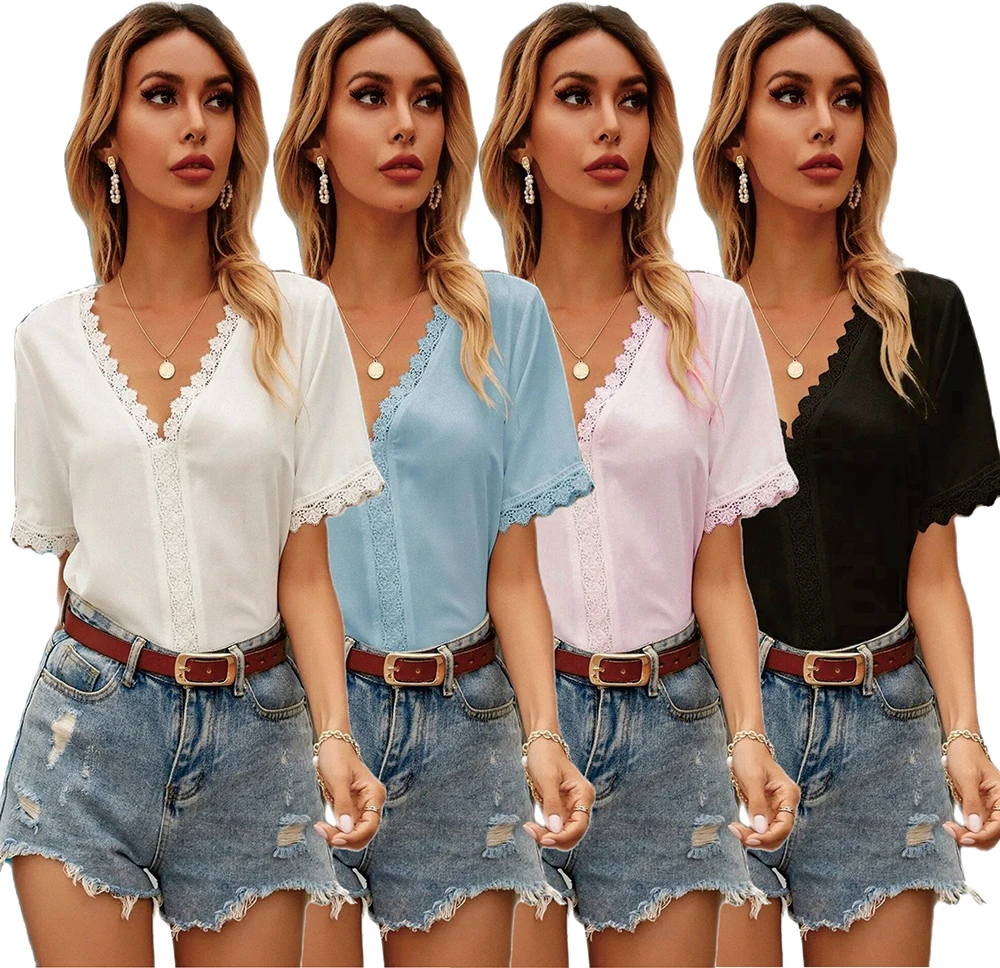 Летние женские тонкие рубашки с коротким рукавом и v-образным вырезом из шифона пикантные кружевное одноцветное Цвет повседневные свободны...
Летние женские тонкие рубашки с коротким рукавом и v-образным вырезом из шифона пикантные кружевное одноцветное Цвет повседневные свободны...