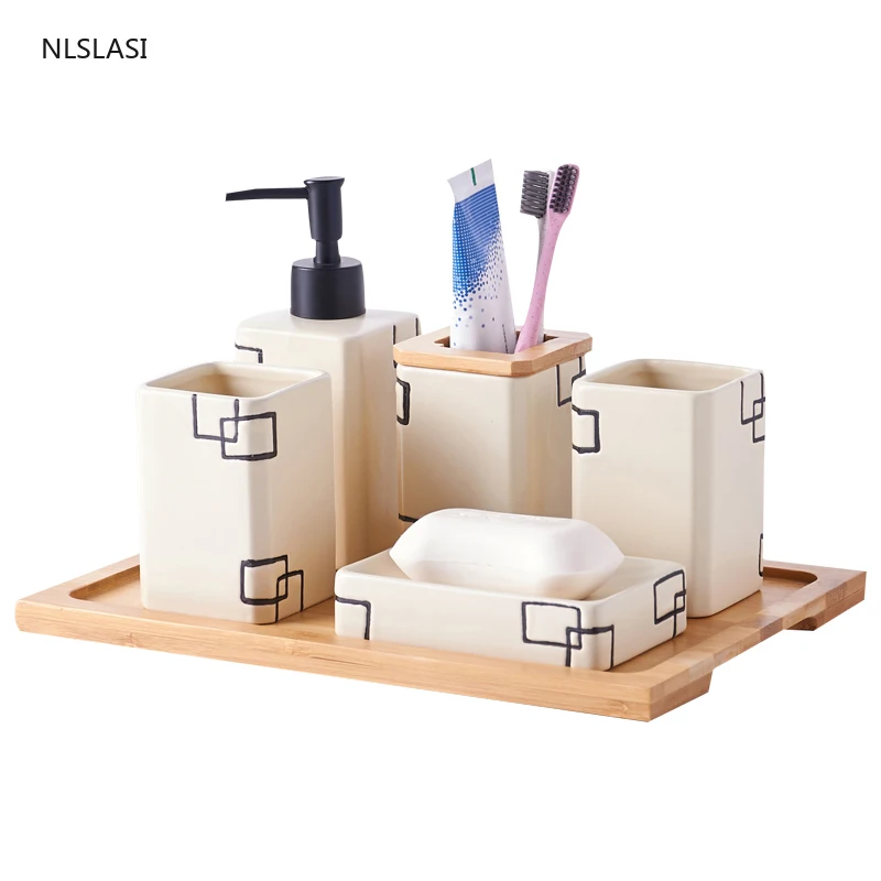 Creativity Square Set Bathroom Set Accessories Ceramic Toothbrush Holder Mouth Cup Soap Dish Lotion Bottle Tray Decorations
Creativity Square Set Bathroom Set Accessories Ceramic Toothbrush Holder Mouth Cup Soap Dish Lotion Bottle Tray Decorations