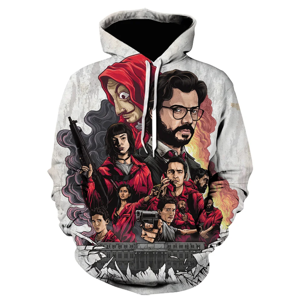 Толстовка La Casa De Papel 3D для мужчин и женщин, худи в стиле Харадзюку, свитшот, бумажный дом, ограбление денег в стиле хип-хоп, Мужская одежда, пул... 
Толстовка La Casa De Papel 3D для мужчин и женщин, худи в стиле Харадзюку, свитшот, бумажный дом, ограбление денег в стиле хип-хоп, Мужская одежда, пул...