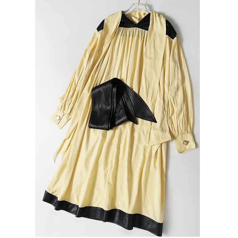 SeeBeautiful Large Size Dress Stand Collar Long Sleeve Pu Stitching Belt Dresses Hit Color New Fashion Spring 2021 Women T916
SeeBeautiful Large Size Dress Stand Collar Long Sleeve Pu Stitching Belt Dresses Hit Color New Fashion Spring 2021 Women T916