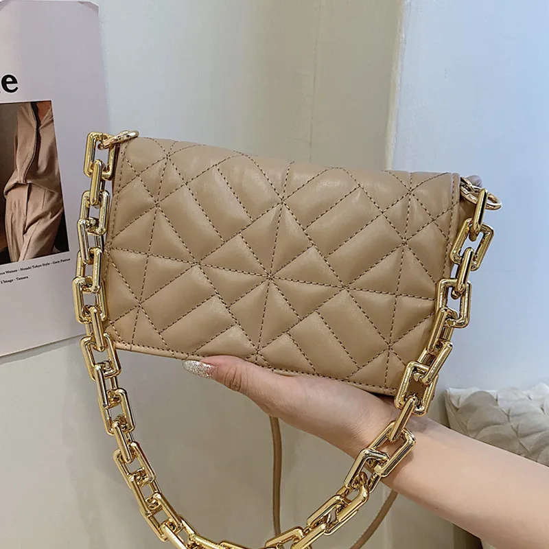 Thick Chain Quilted Shoulder Bag 2021 Women's Brand Pu Leather Clutch Tote Bag Designer Purses and Handbags Female Messenger Bag
Thick Chain Quilted Shoulder Bag 2021 Women's Brand Pu Leather Clutch Tote Bag Designer Purses and Handbags Female Messenger Bag