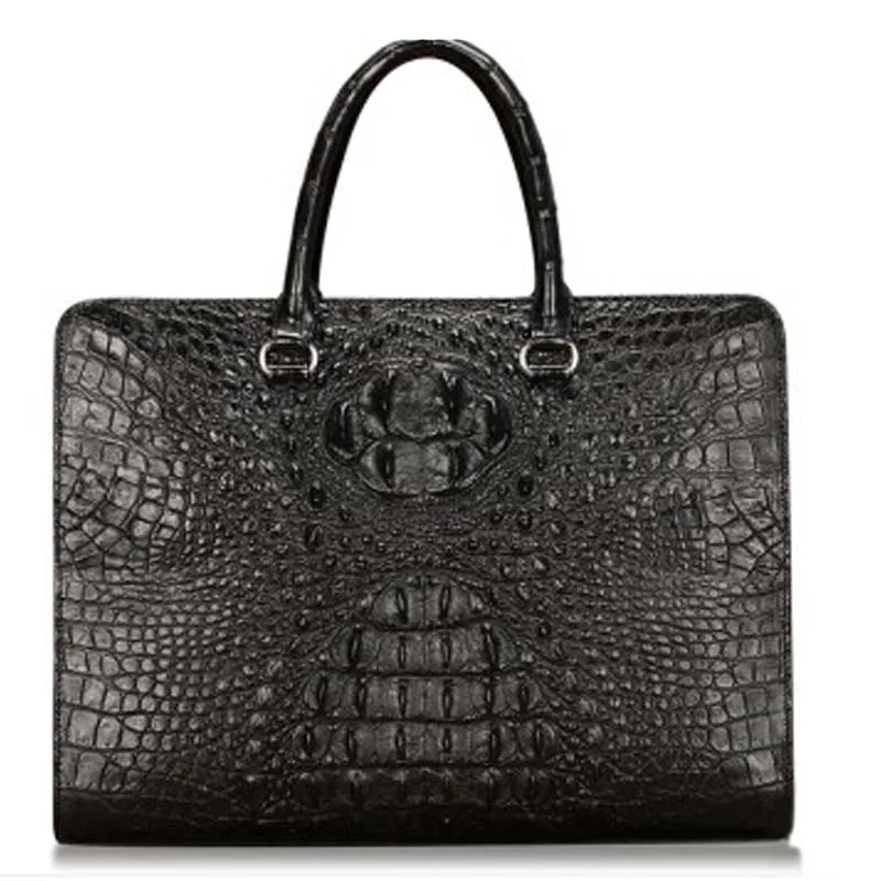 

baosidu New crocodile leather Man leisure handbag man Briefcase computer bag business Large capacity male bag black crocodile