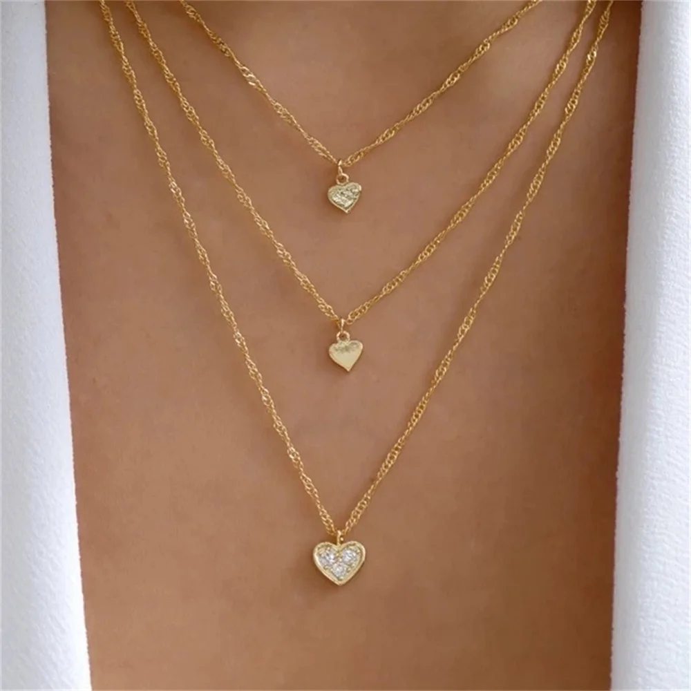 Bls-miracle модное золотое ожерелье в форме сердца для женщин многослойное с
