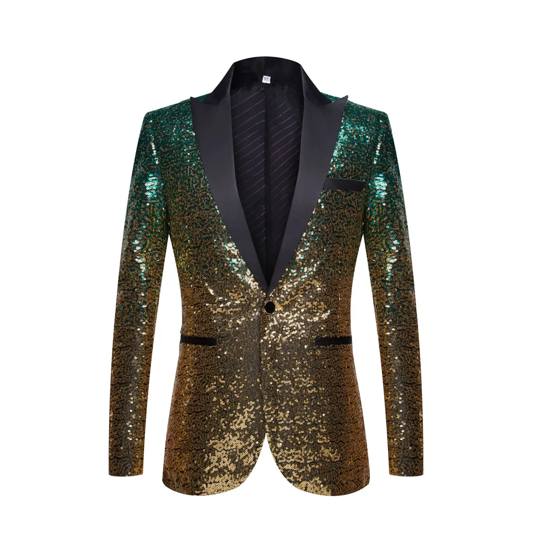 

Gradual Change Shiny Green Gold Sequin Glitter Blazer Jacket Men Nightclub Prom Suit Blazer Costume Stage Clothes Party Singers
