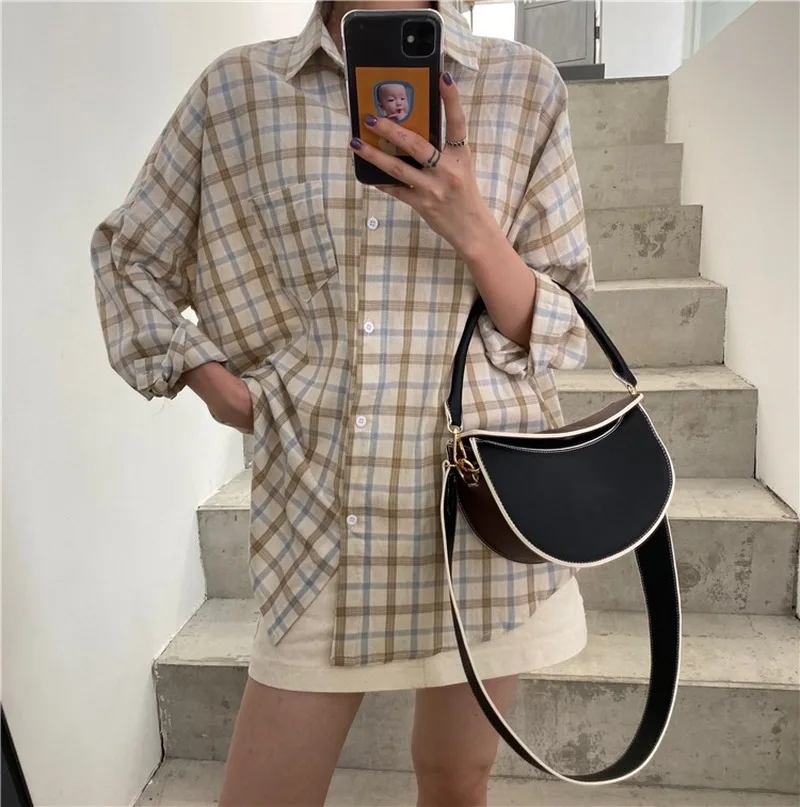 Mazefeng New 2021 Women Summer Blouses Shirts Fashionable Single Breasted Plaid Casual Vintage Loose Female Wild Tops One Size
Mazefeng New 2021 Women Summer Blouses Shirts Fashionable Single Breasted Plaid Casual Vintage Loose Female Wild Tops One Size