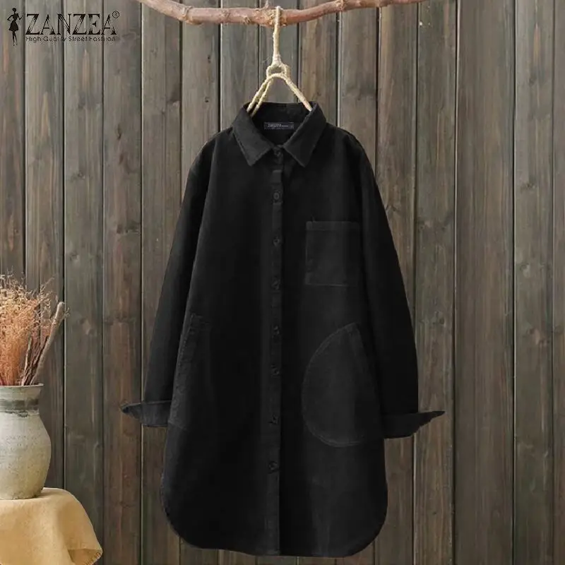 ZANZEA 2022 Women Long Sleeve Shirts Casual Autumn Vintage Lapel Neck Corduroy Blouse Loose Solid Blusas Chemise Long Tops
ZANZEA 2022 Women Long Sleeve Shirts Casual Autumn Vintage Lapel Neck Corduroy Blouse Loose Solid Blusas Chemise Long Tops