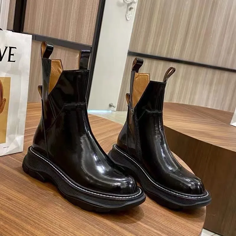 Женские ботинки на платформе, Черные ботильоны из натуральной кожи на молнии, Осень-зима 2021
Женские ботинки на платформе, Черные ботильоны из натуральной кожи на молнии, Осень-зима 2021