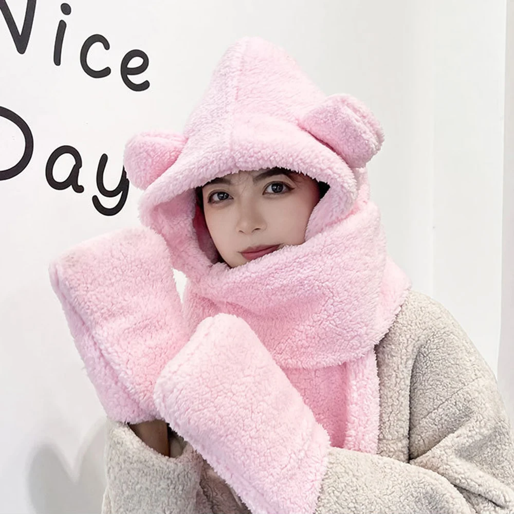Woman Winter Warm Plush Scarf Hat Cute Cartoon Style Cover Neck All-match Scarf Thickened Cycling windproof Protection Caps
Woman Winter Warm Plush Scarf Hat Cute Cartoon Style Cover Neck All-match Scarf Thickened Cycling windproof Protection Caps