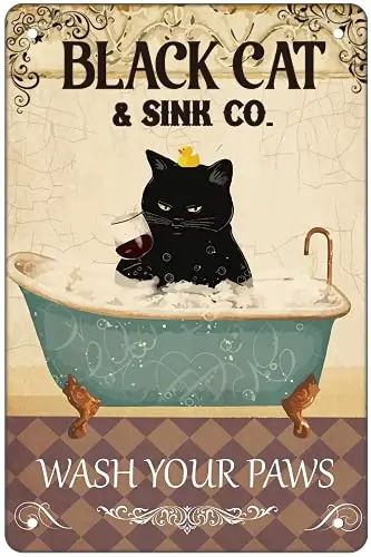 Bathroom Funny Black Cat Cat Lovers Gift Vintage Cat Wall Decoration Poster Art Black Cat Metal Tin Sign-give You A Bath20x30cm
Bathroom Funny Black Cat Cat Lovers Gift Vintage Cat Wall Decoration Poster Art Black Cat Metal Tin Sign-give You A Bath20x30cm