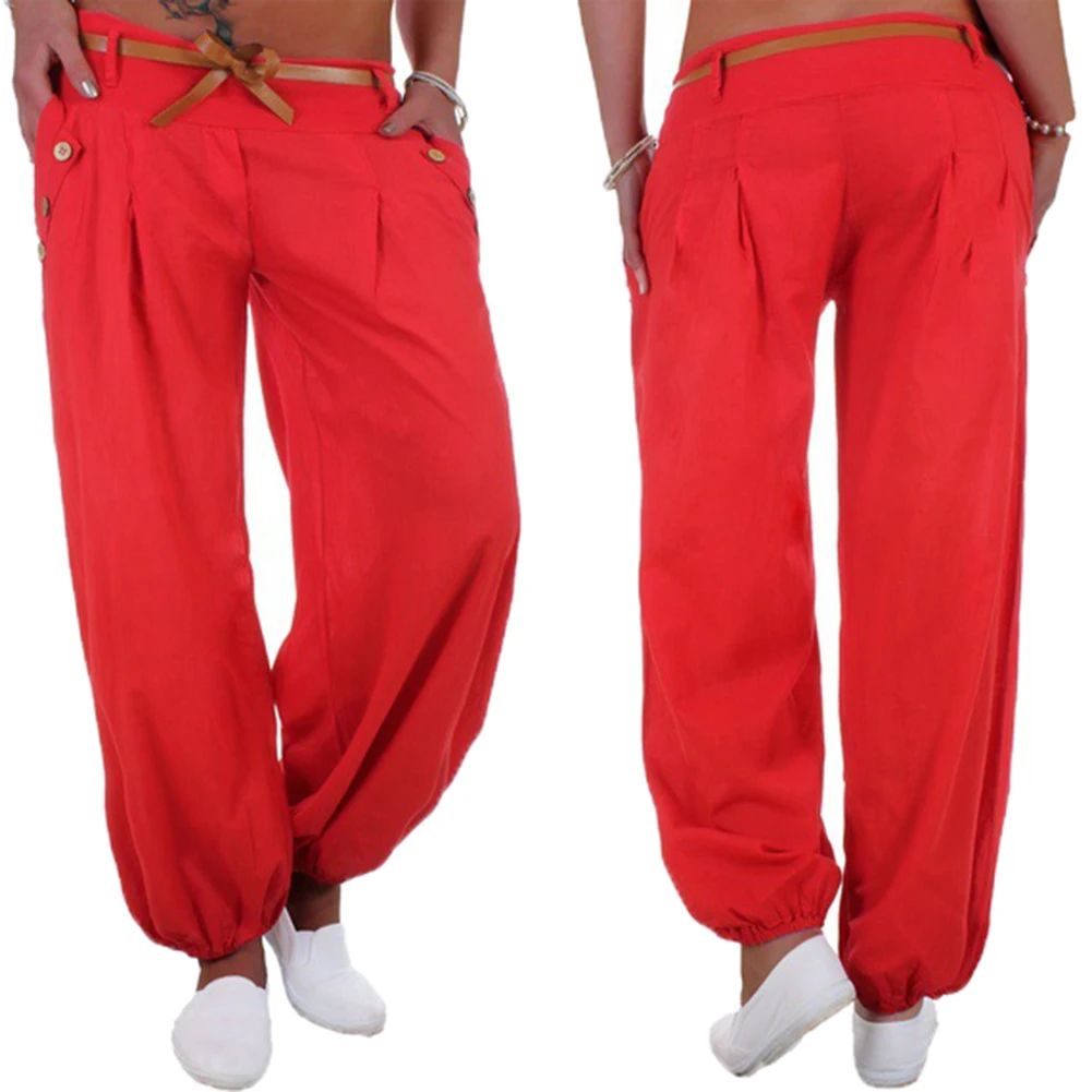 Fashion Lady Casual Solid Color Button Harem Pants Trousers with Waistband Fashion Womens Pants Trousers sexy loose Pants 2020
Fashion Lady Casual Solid Color Button Harem Pants Trousers with Waistband Fashion Womens Pants Trousers sexy loose Pants 2020