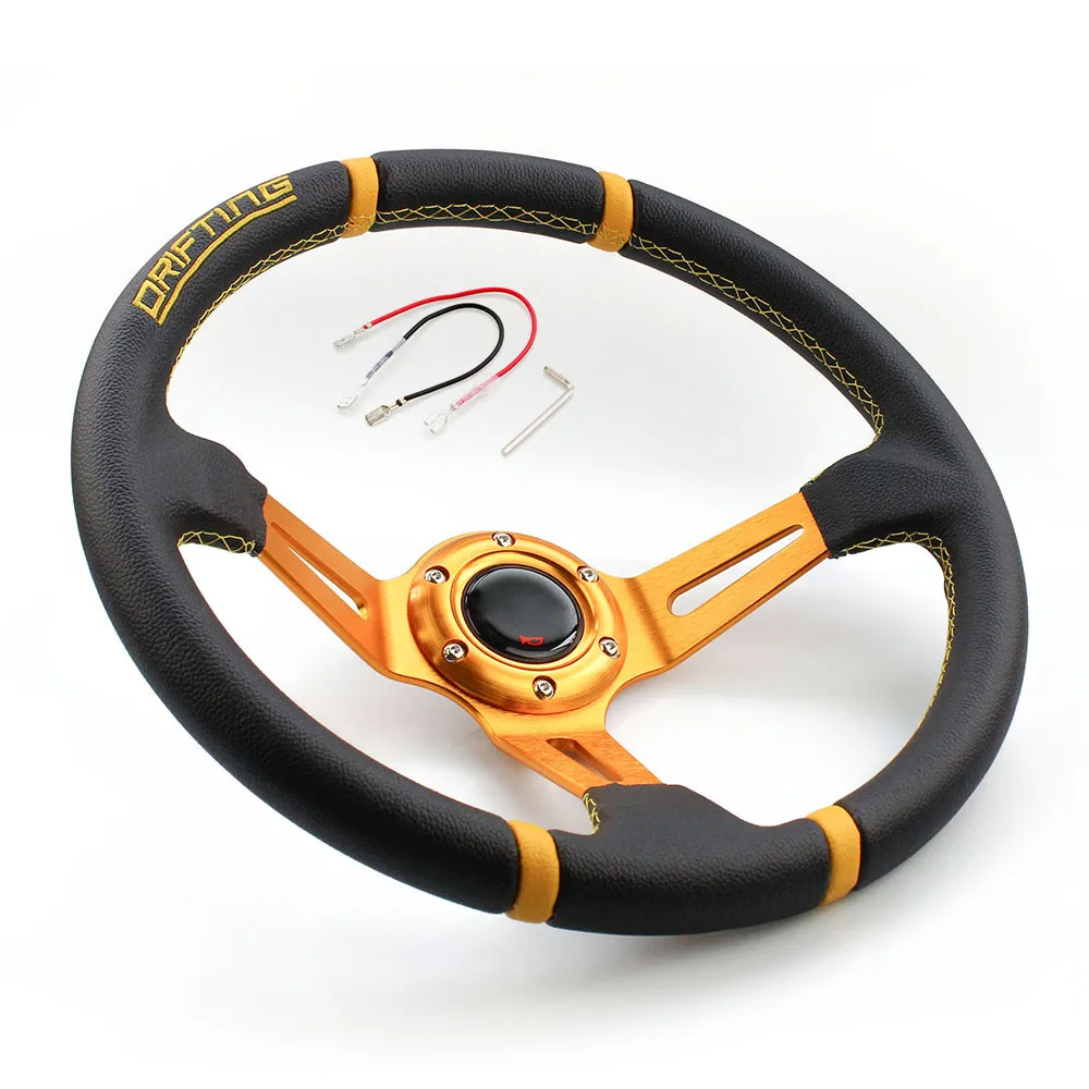 Universal 350MM/14inch PVC leather Sport Steering Wheel Deep Corn Drifting Racing Steering Wheel Modified with Horn Button
Universal 350MM/14inch PVC leather Sport Steering Wheel Deep Corn Drifting Racing Steering Wheel Modified with Horn Button