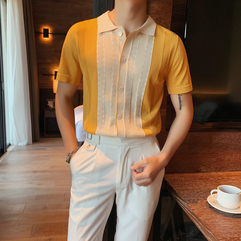 High Quality Summer Short Sleeve Polo Shirt Men Clothing 2021 Fashion Contrast Color Slim Fit Casual Knitted Tee Shirts Homme
High Quality Summer Short Sleeve Polo Shirt Men Clothing 2021 Fashion Contrast Color Slim Fit Casual Knitted Tee Shirts Homme