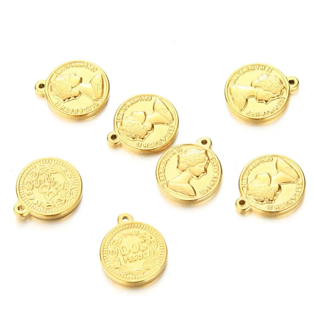 Silver Color/Golden Stainless Steel Coin Charm Pendant Elizabeth Metal Dos Pesos Coin Pendants Wholesale 20pcs
Silver Color/Golden Stainless Steel Coin Charm Pendant Elizabeth Metal Dos Pesos Coin Pendants Wholesale 20pcs
