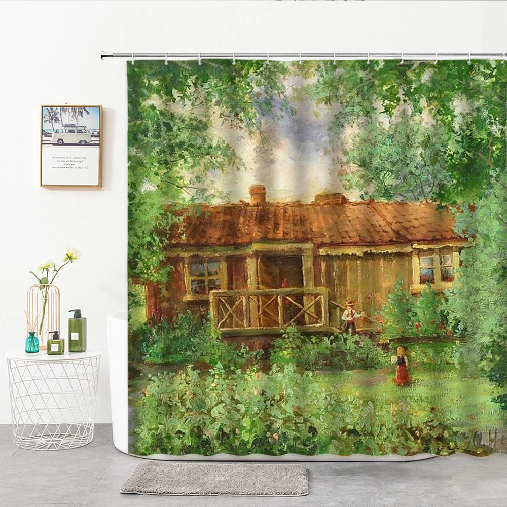Shower Curtain 3D Painted Mountain Village Wooden House Green Woods Stone Bridge River For Bathroom Curtains Bath Decor Supplies
Shower Curtain 3D Painted Mountain Village Wooden House Green Woods Stone Bridge River For Bathroom Curtains Bath Decor Supplies