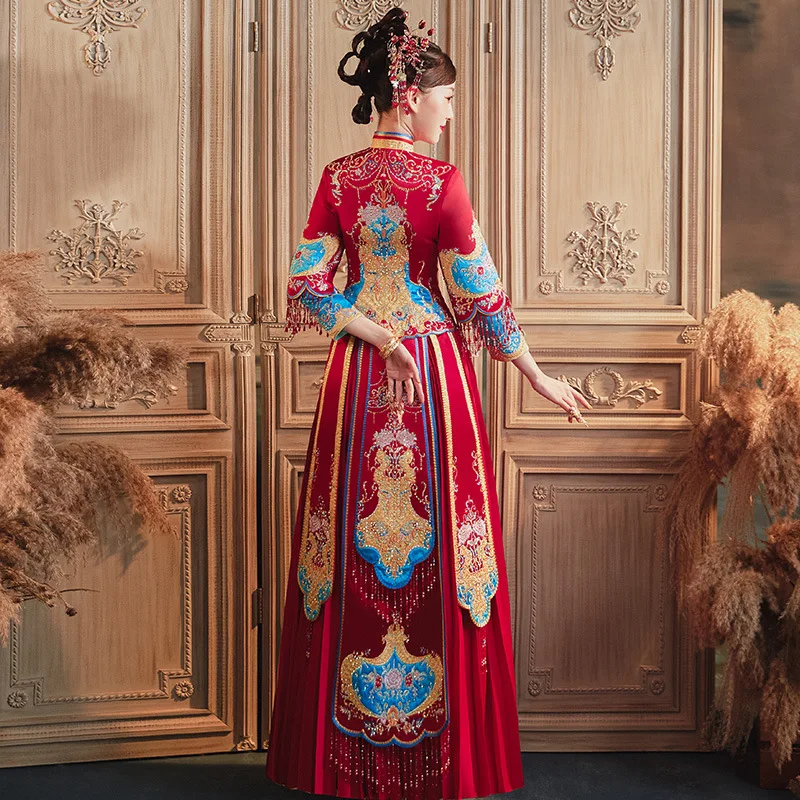 New Embroidery Wedding Dress Chinese Style Marriage Set Oriental Bride Costume Handmade Beads Cheongsam Elegant Toast Clothing
New Embroidery Wedding Dress Chinese Style Marriage Set Oriental Bride Costume Handmade Beads Cheongsam Elegant Toast Clothing