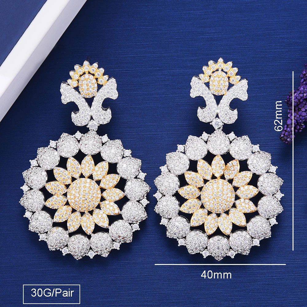 missvikki Bridal wedding Big Luxury Flower Round Pendant Earrings For Elegant Noble Women Engagement Jewelry High Quality
missvikki Bridal wedding Big Luxury Flower Round Pendant Earrings For Elegant Noble Women Engagement Jewelry High Quality