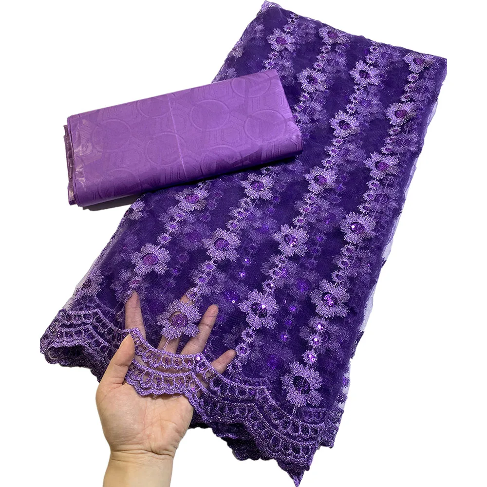 Latest Fashion African Lace Fabric 2.5+2.5 Yard Bazin Riche Fabric Purple High quality French Tulle Lace Fabric For Party Dress
Latest Fashion African Lace Fabric 2.5+2.5 Yard Bazin Riche Fabric Purple High quality French Tulle Lace Fabric For Party Dress