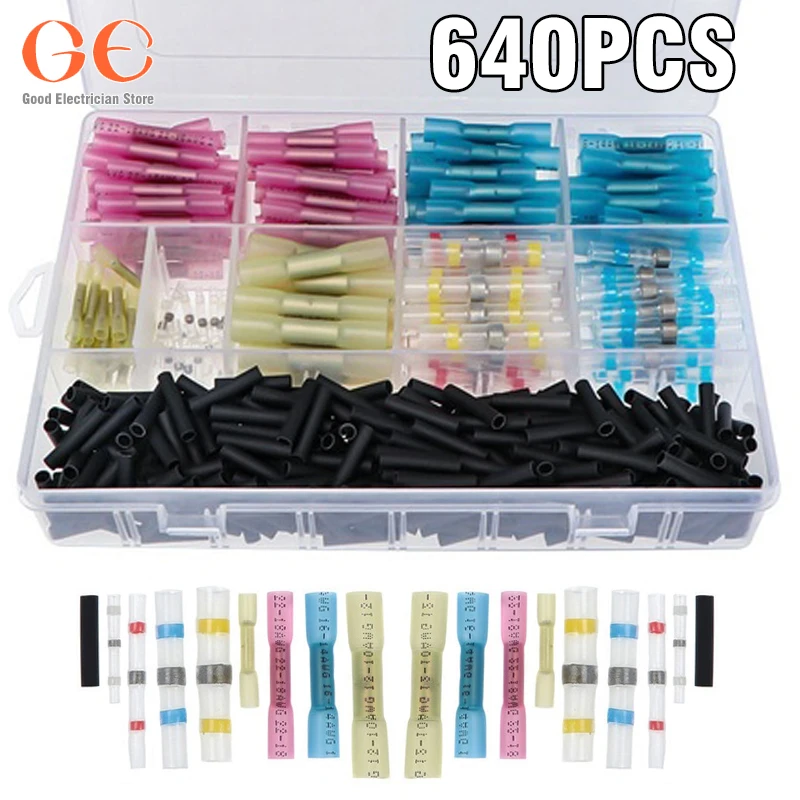 640PCS Waterproof Insulated Heat Shrink Solder Sleeve Heat Shrink Crimp Connector Heat Shrink Tube Kit With Box wire connector
640PCS Waterproof Insulated Heat Shrink Solder Sleeve Heat Shrink Crimp Connector Heat Shrink Tube Kit With Box wire connector