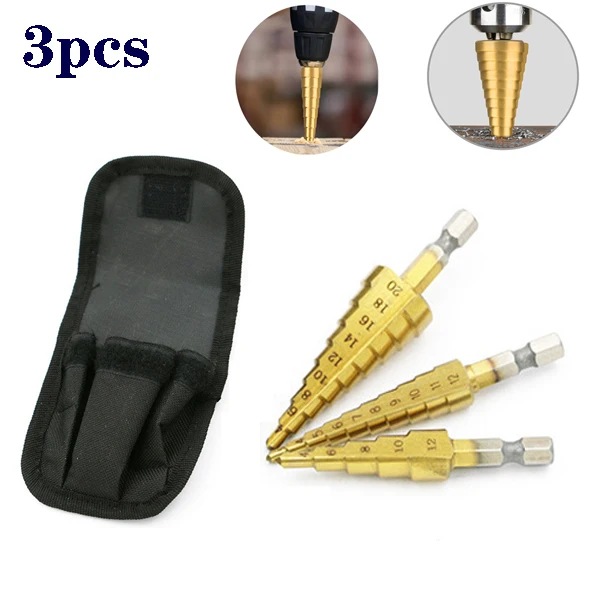 Straight Fluted Hexagonal Shank Pagoda Drill Metal Drill 3-12/4-12/4-20 Step Drill Set Suitable for Wood, Steel and Plastic
Straight Fluted Hexagonal Shank Pagoda Drill Metal Drill 3-12/4-12/4-20 Step Drill Set Suitable for Wood, Steel and Plastic