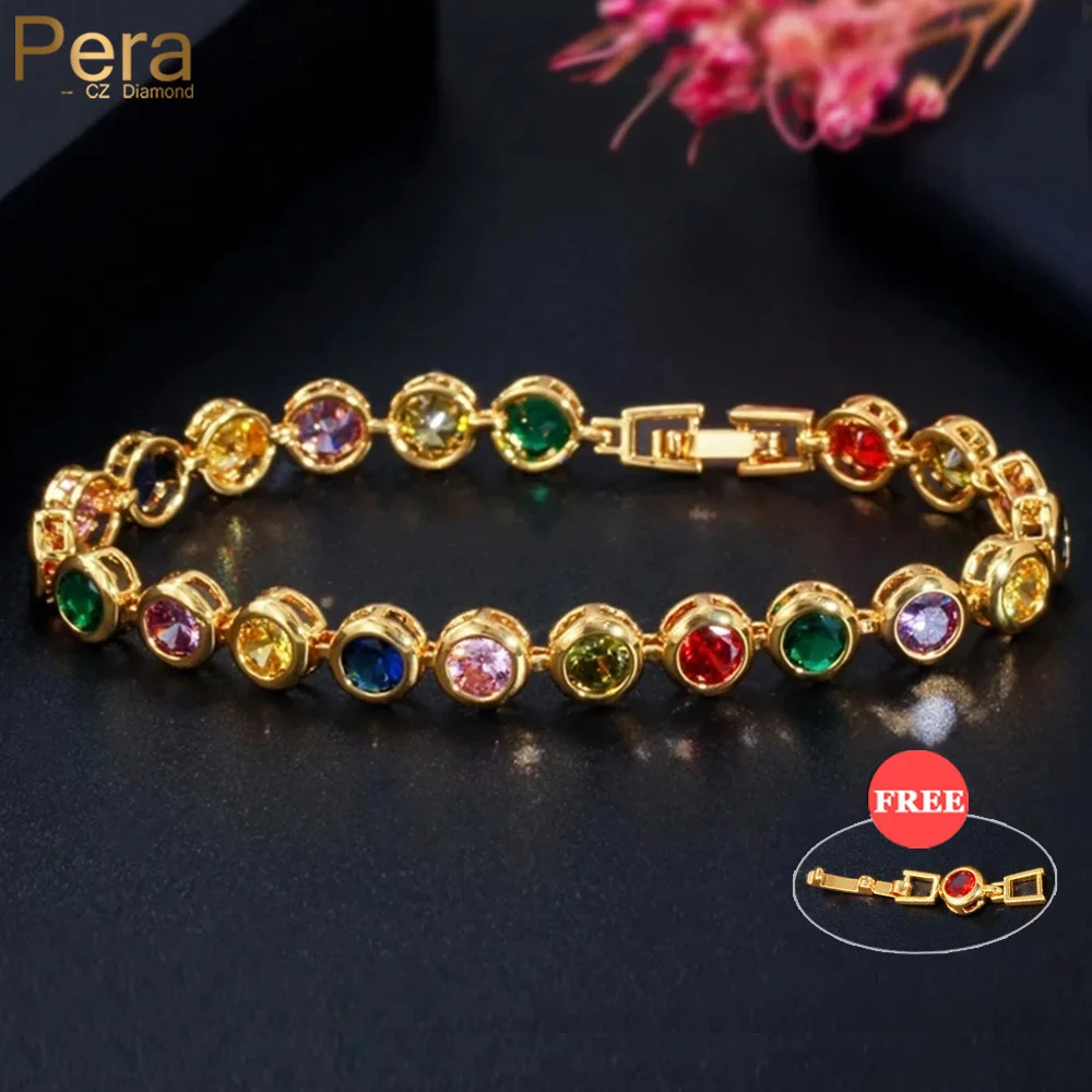 Pera Multicolor Red Cubic Zirconia Stone Yellow Gold Round Big Women Tennis Chain Bracelets for Daily Party Prom Jewelry B155
Pera Multicolor Red Cubic Zirconia Stone Yellow Gold Round Big Women Tennis Chain Bracelets for Daily Party Prom Jewelry B155