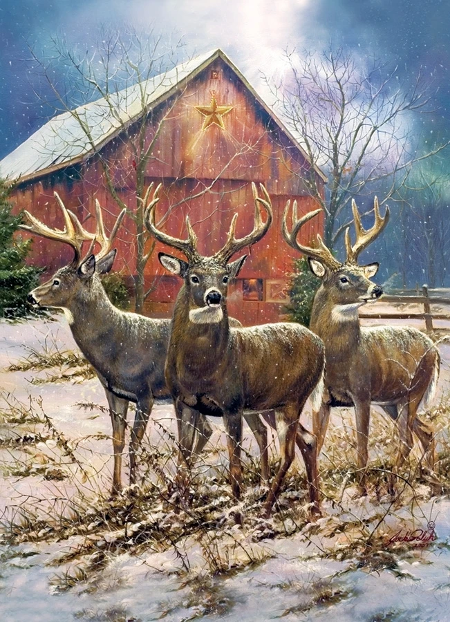 Квадратная/круглая 5D алмазная живопись Deers семейная Алмазная мозаика картина