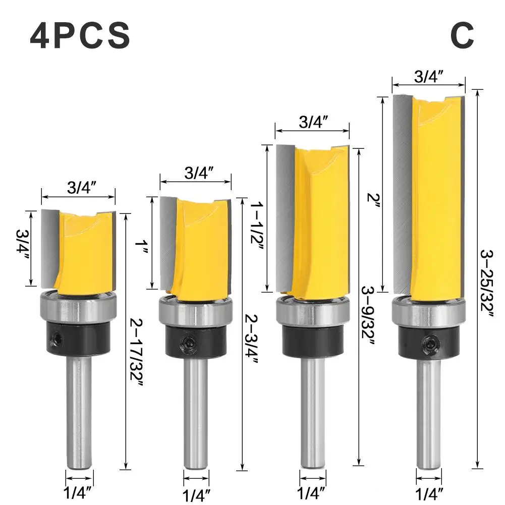 Фото 4 шт. набор фрез по дереву 1/4 дюйма|Фреза| |
